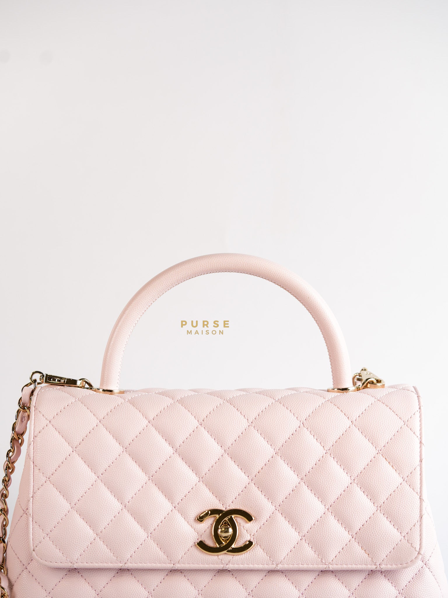 Coco Handle Medium Pink Caviar Leather (Microchip) | Purse Maison Luxury Bags Shop
