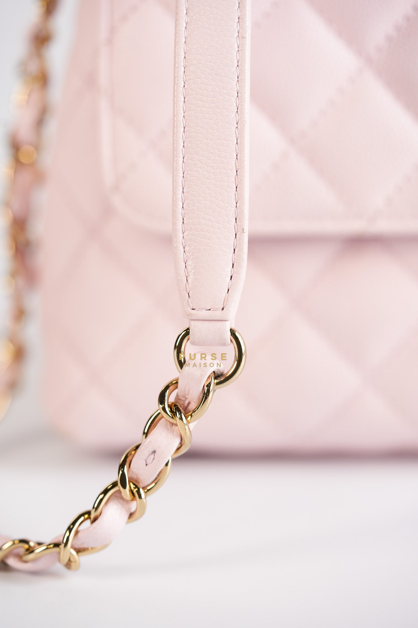 Coco Handle Medium Pink Caviar Leather (Microchip) | Purse Maison Luxury Bags Shop