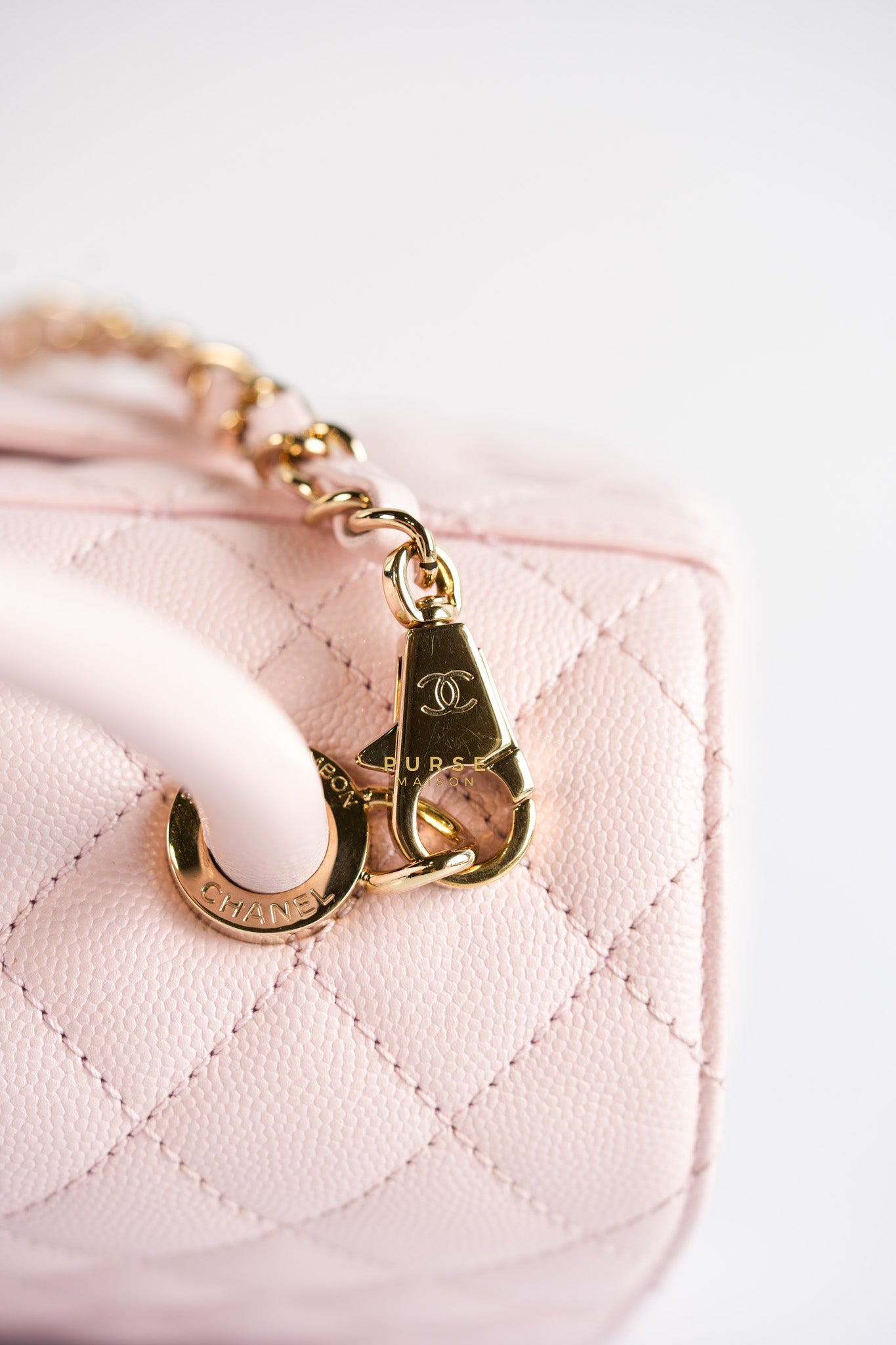 Coco Handle Medium Pink Caviar Leather (Microchip) | Purse Maison Luxury Bags Shop