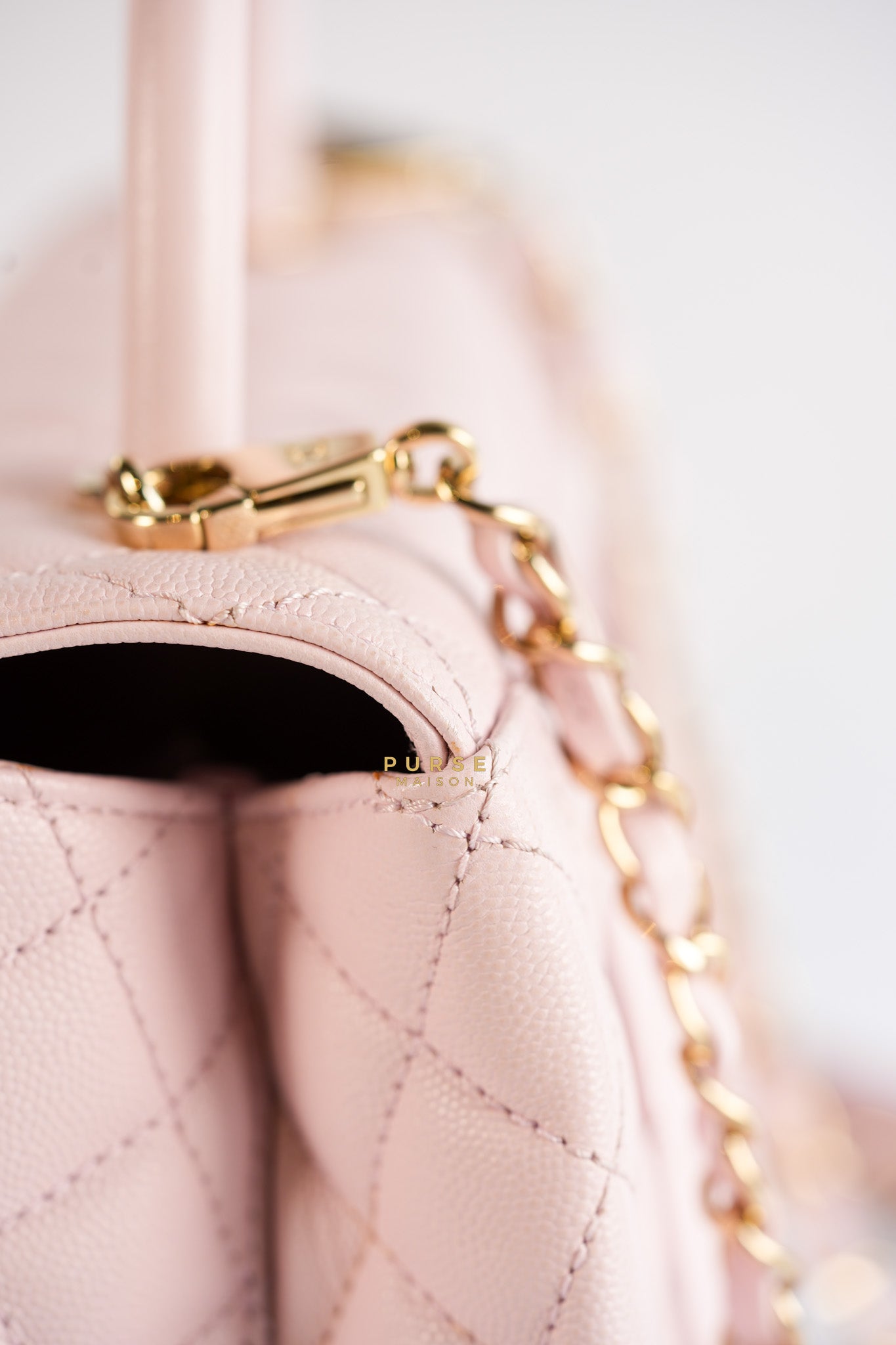 Coco Handle Medium Pink Caviar Leather (Microchip) | Purse Maison Luxury Bags Shop