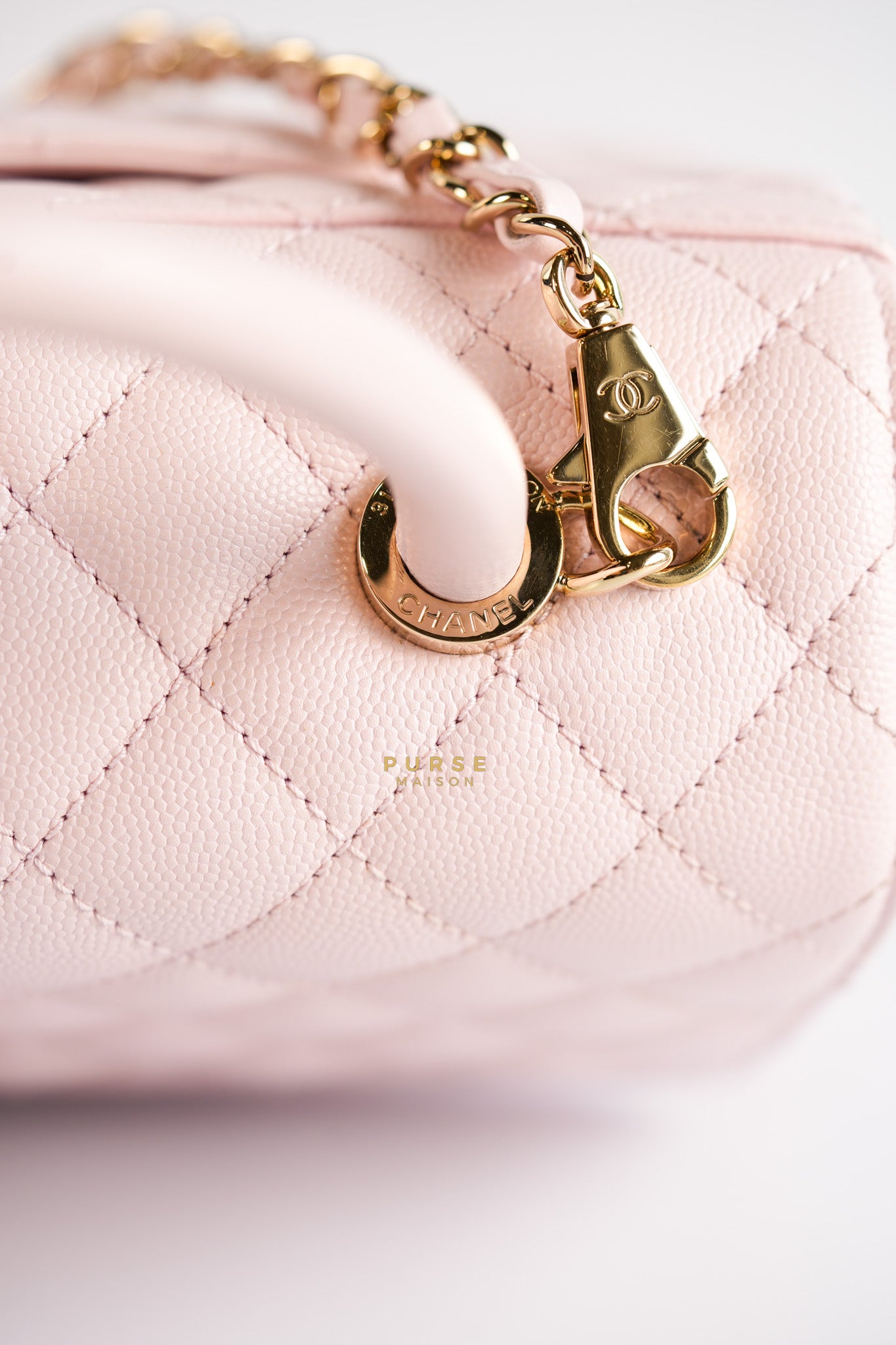 Coco Handle Medium Pink Caviar Leather (Microchip) | Purse Maison Luxury Bags Shop