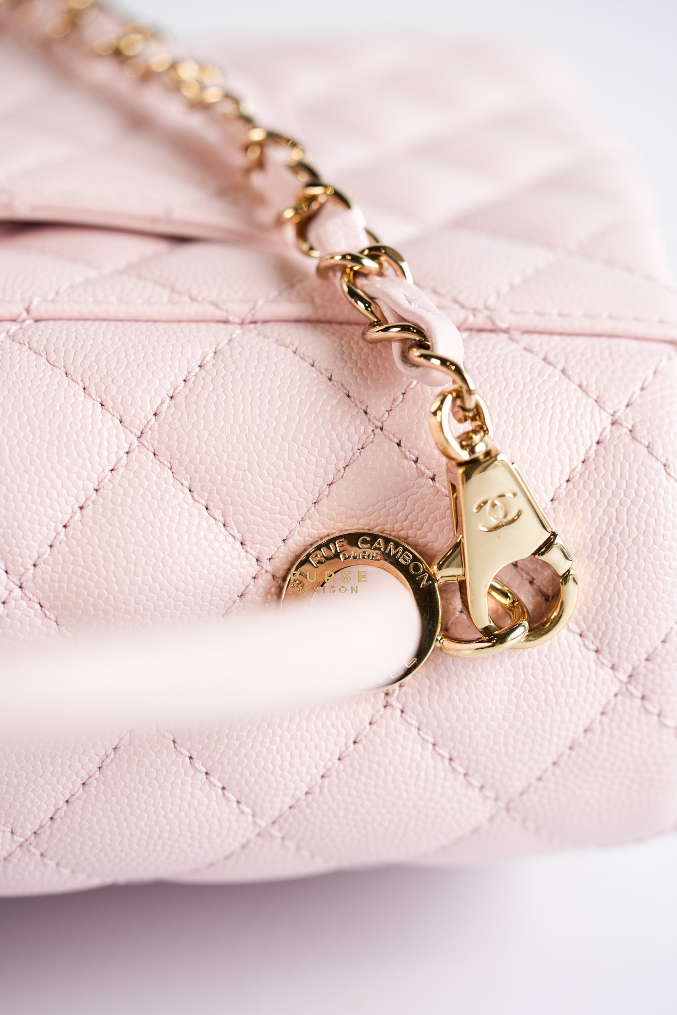 Coco Handle Medium Pink Caviar Leather (Microchip) | Purse Maison Luxury Bags Shop