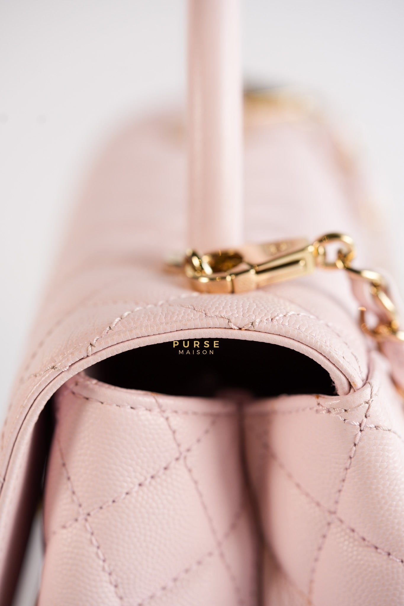 Coco Handle Medium Pink Caviar Leather (Microchip) | Purse Maison Luxury Bags Shop