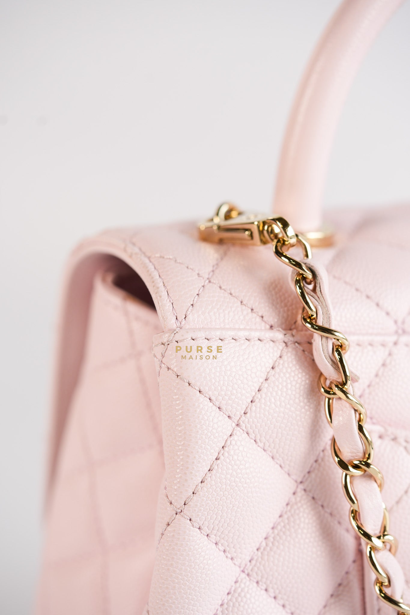 Coco Handle Medium Pink Caviar Leather (Microchip) | Purse Maison Luxury Bags Shop