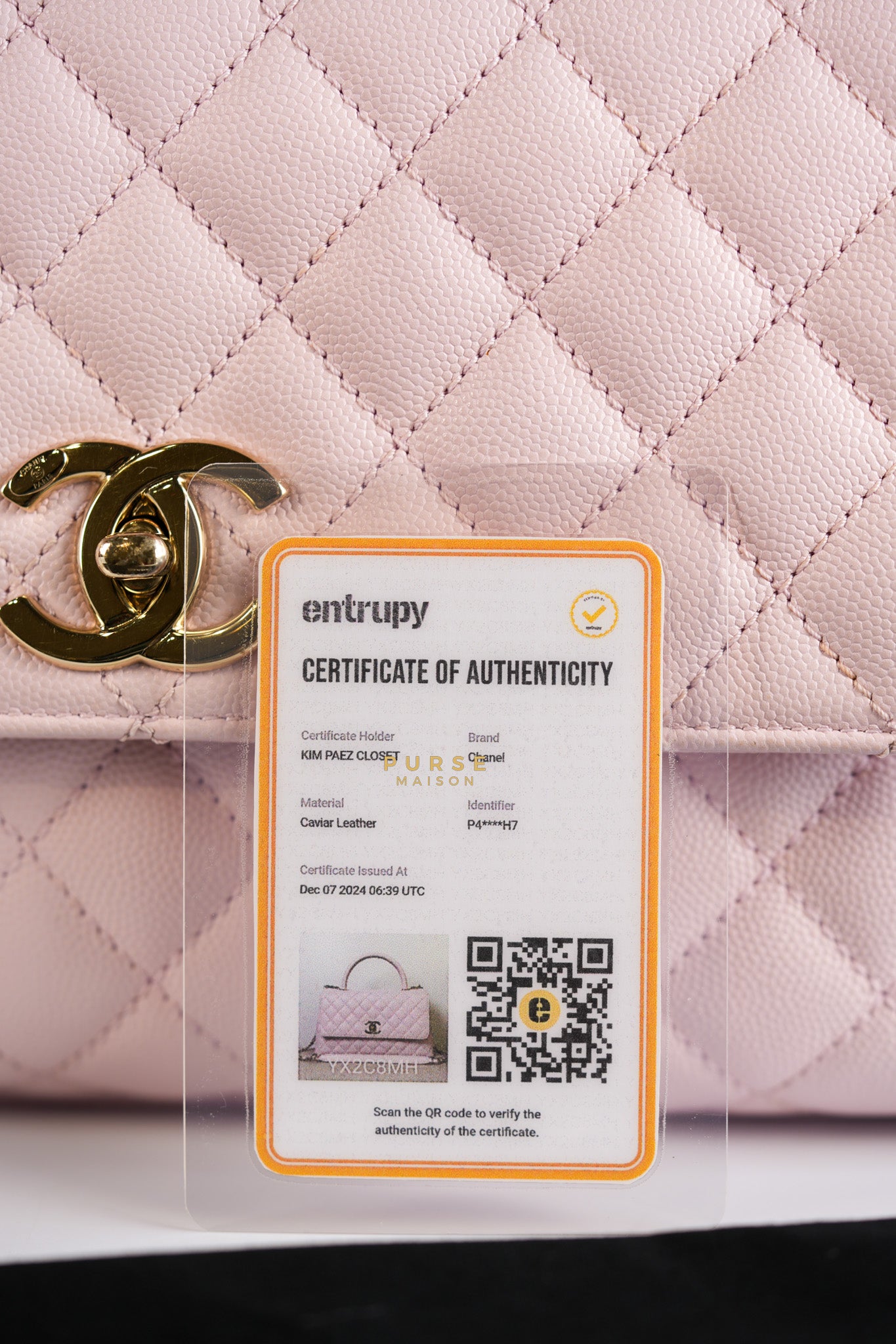 Coco Handle Medium Pink Caviar Leather (Microchip) | Purse Maison Luxury Bags Shop