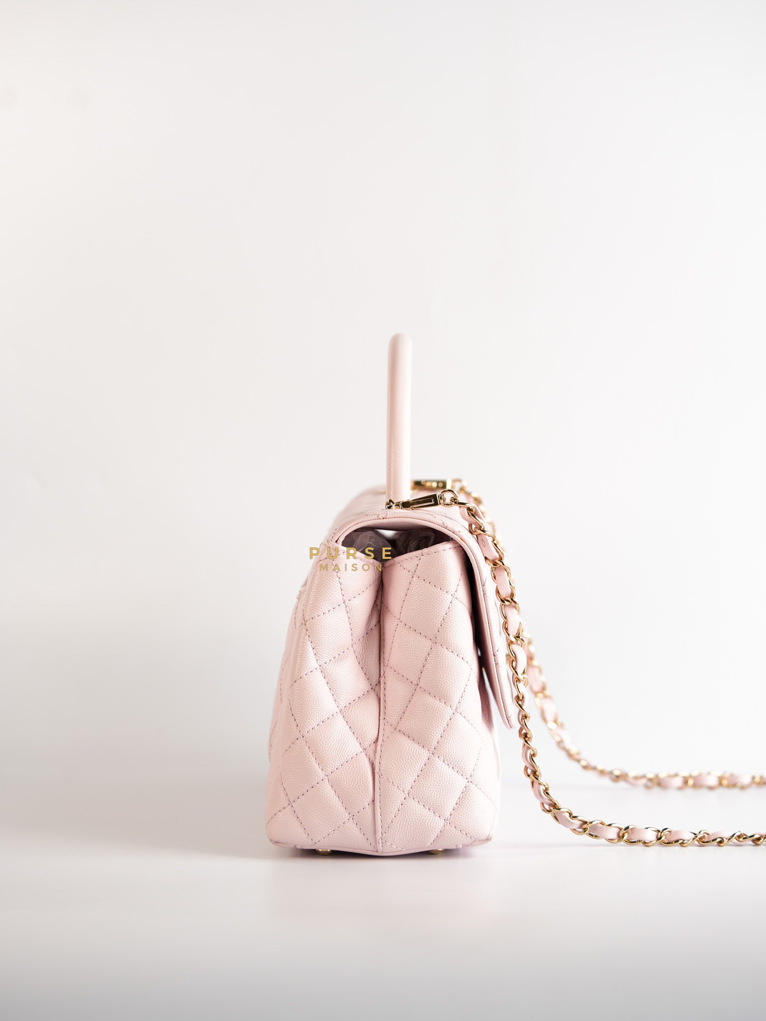 Coco Handle Medium Pink Caviar Leather (Microchip) | Purse Maison Luxury Bags Shop