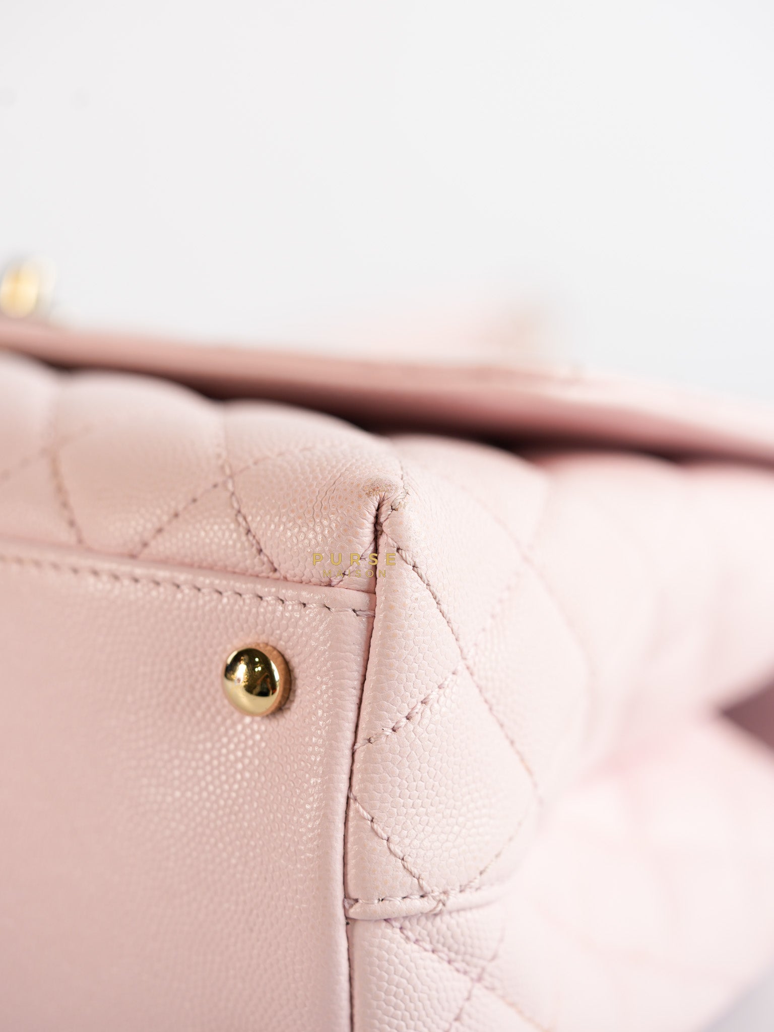 Coco Handle Medium Pink Caviar Leather (Microchip) | Purse Maison Luxury Bags Shop