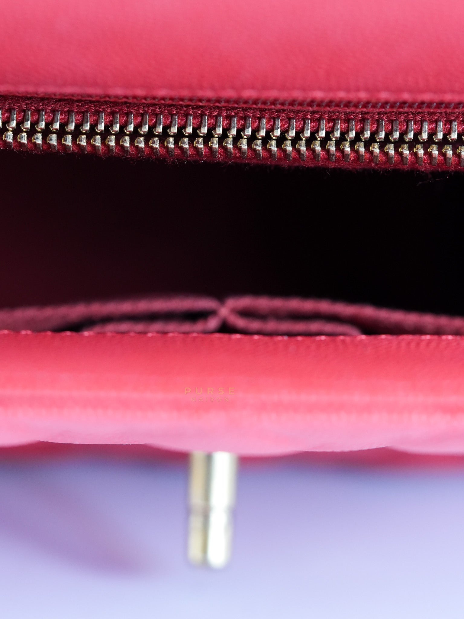 Coco Handle Medium in Red Quilted Caviar Leather Aged Gold Hardware (Series 27) | Purse Maison Luxury Bags Shop