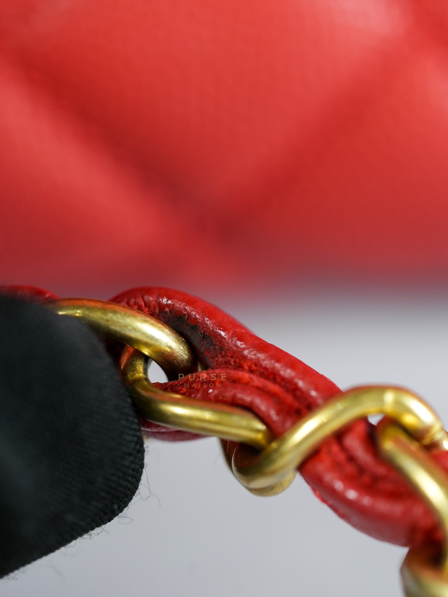 Coco Handle Medium in Red Quilted Caviar Leather Aged Gold Hardware (Series 27) | Purse Maison Luxury Bags Shop