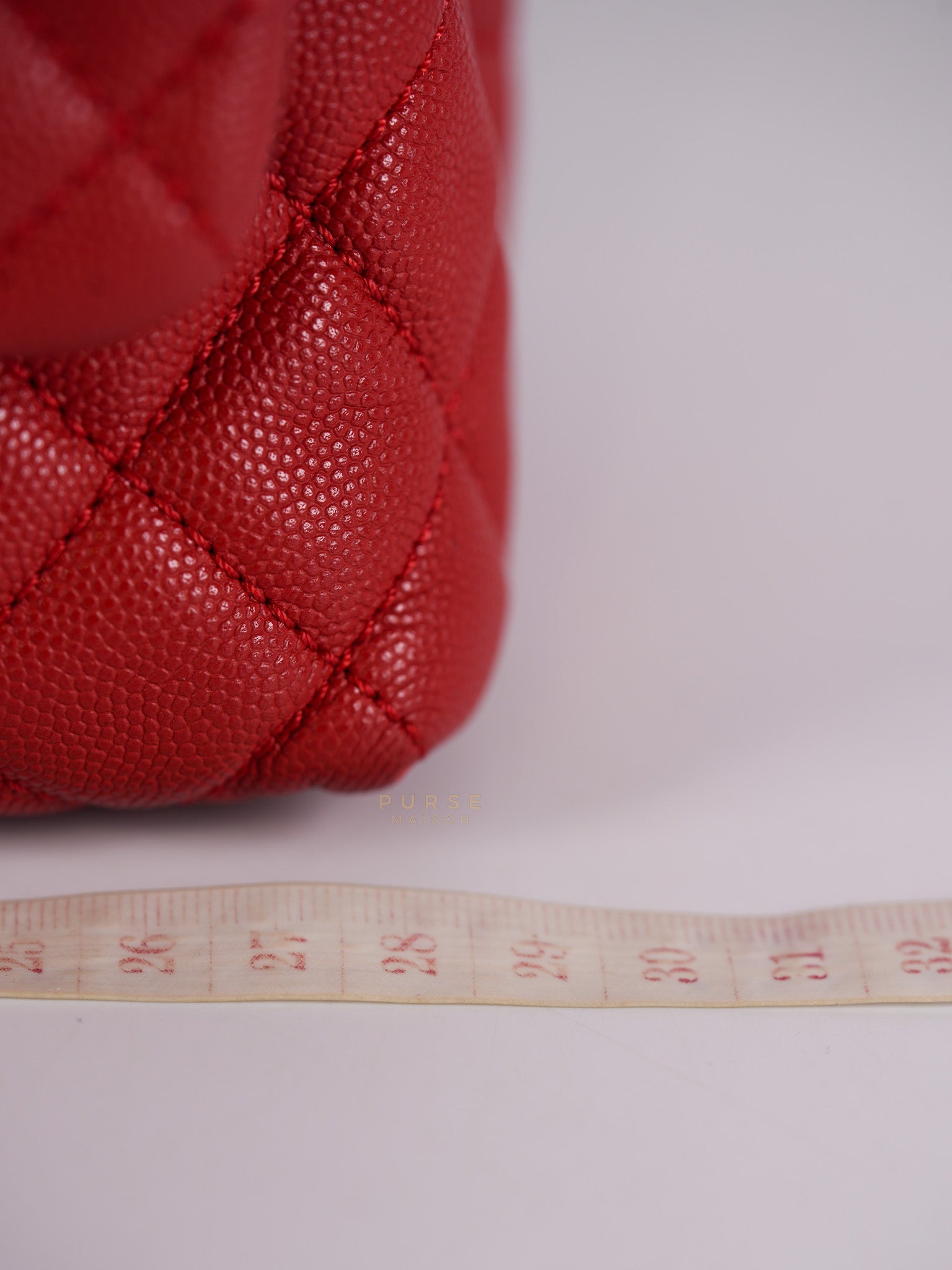 Coco Handle Medium in Red Quilted Caviar Leather Aged Gold Hardware (Series 27) | Purse Maison Luxury Bags Shop