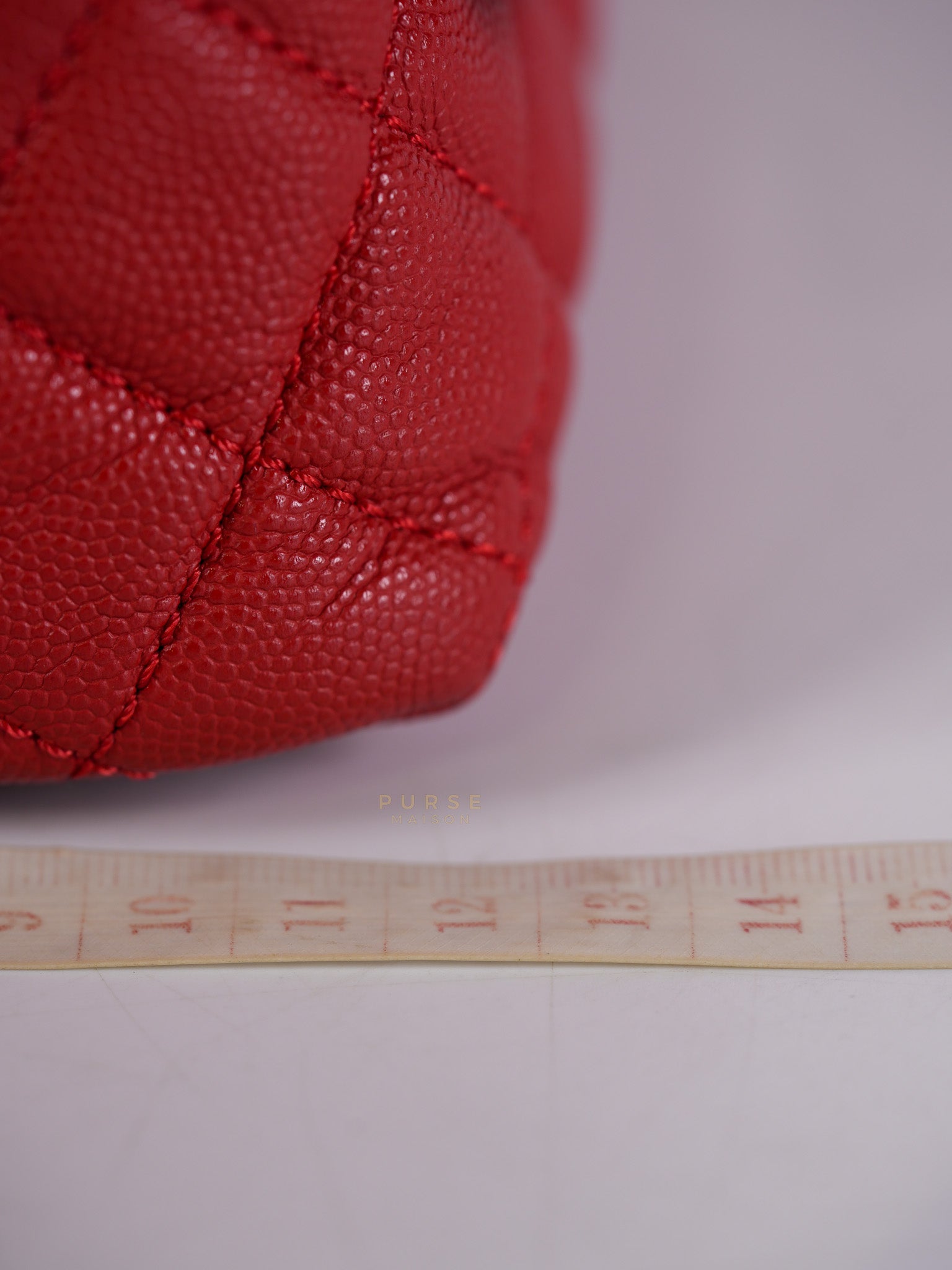 Coco Handle Medium in Red Quilted Caviar Leather Aged Gold Hardware (Series 27) | Purse Maison Luxury Bags Shop