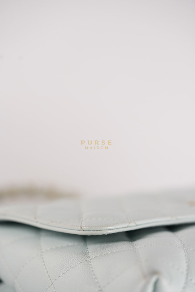 Coco Handle Medium in Tiffany Caviar Leather and Light Gold Hardware (Microchip) | Purse Maison Luxury Bags Shop