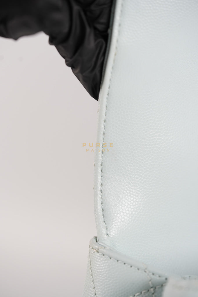 Coco Handle Medium in Tiffany Caviar Leather and Light Gold Hardware (Microchip) | Purse Maison Luxury Bags Shop