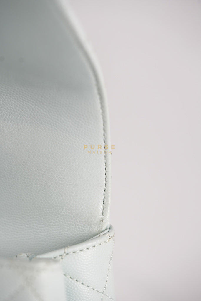 Coco Handle Medium in Tiffany Caviar Leather and Light Gold Hardware (Microchip) | Purse Maison Luxury Bags Shop