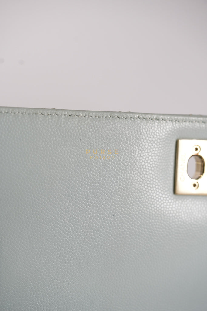 Coco Handle Medium in Tiffany Caviar Leather and Light Gold Hardware (Microchip) | Purse Maison Luxury Bags Shop