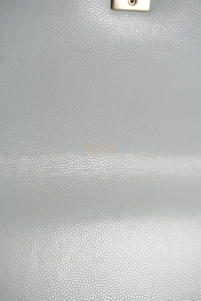 Coco Handle Medium in Tiffany Caviar Leather and Light Gold Hardware (Microchip) | Purse Maison Luxury Bags Shop