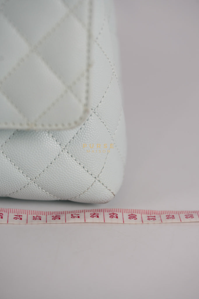 Coco Handle Medium in Tiffany Caviar Leather and Light Gold Hardware (Microchip) | Purse Maison Luxury Bags Shop