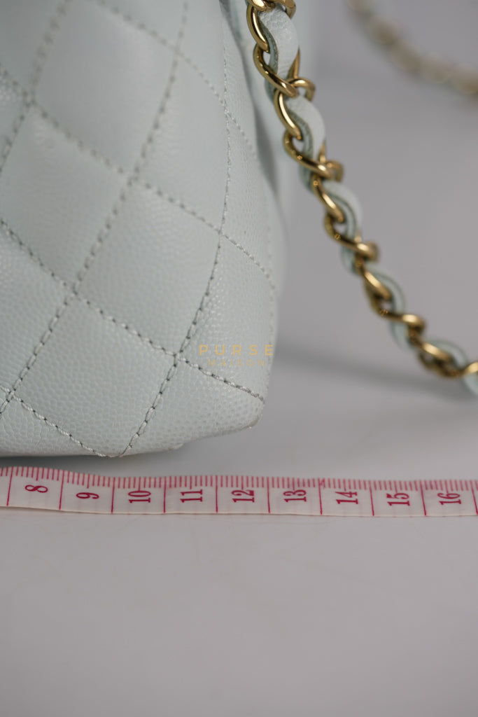 Coco Handle Medium in Tiffany Caviar Leather and Light Gold Hardware (Microchip) | Purse Maison Luxury Bags Shop