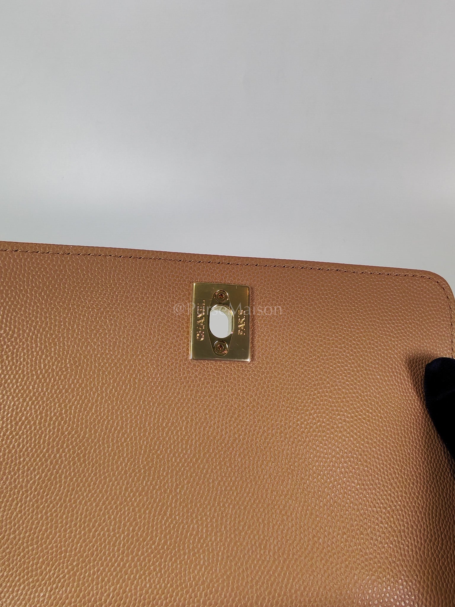 Coco Handle Mini in Dark Beige Caviar Leather Light Gold Hardware(Microchip) | Purse Maison Luxury Bags Shop