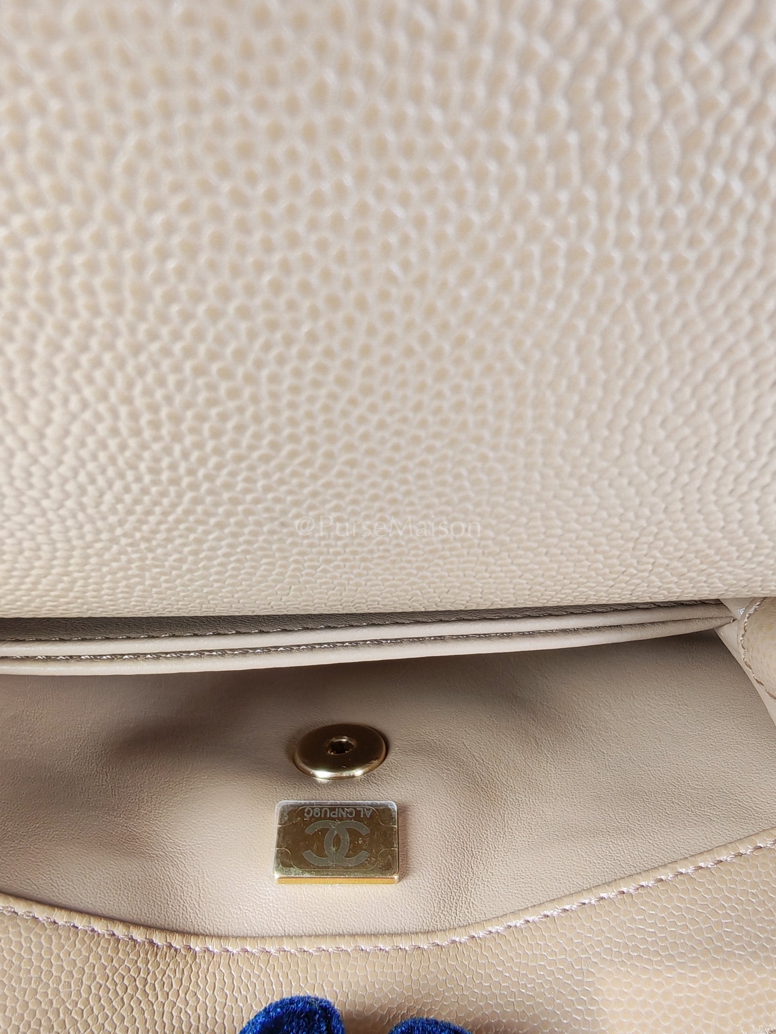 Coco Handle Mini in Dark Beige Caviar Leather Light Gold Hardware(Microchip) | Purse Maison Luxury Bags Shop