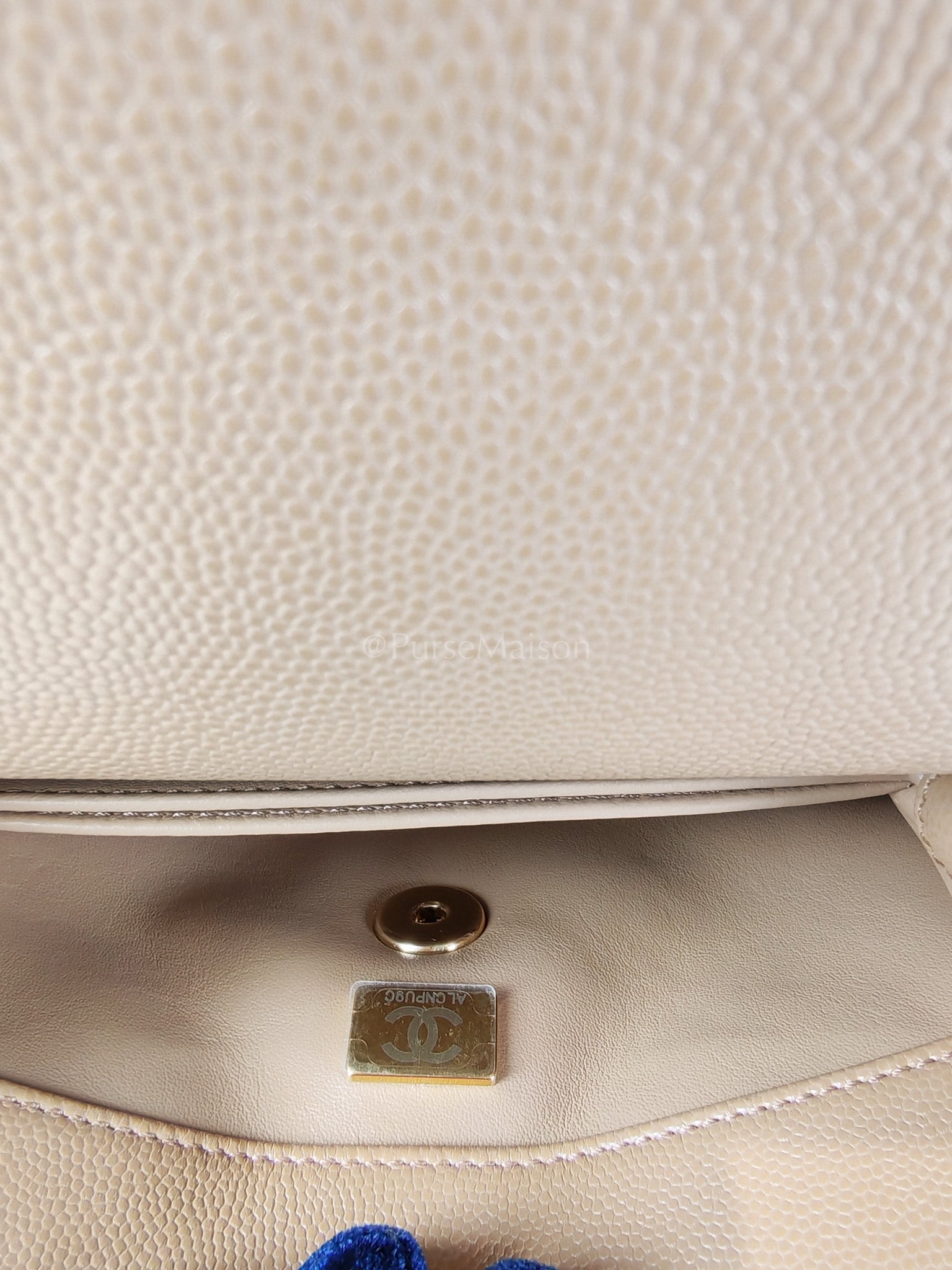 Coco Handle Mini in Dark Beige Caviar Leather Light Gold Hardware(Microchip) | Purse Maison Luxury Bags Shop