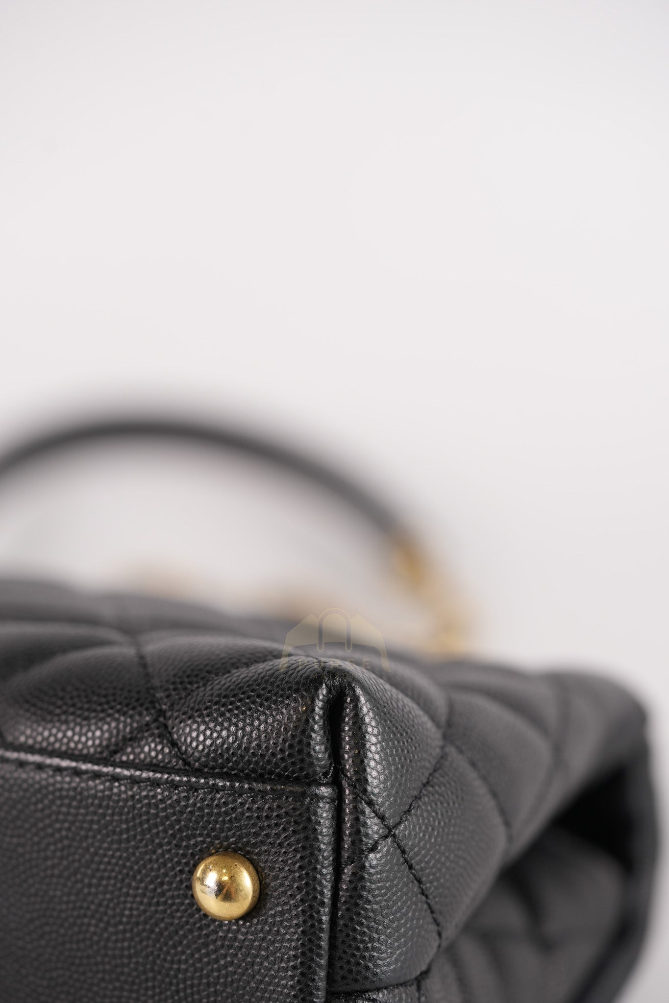 Coco Handle Small Black in Quilted Caviar Leather Lizard Top Handle and Aged Gold Hardware Series 29 | Purse Maison Luxury Bags Shop