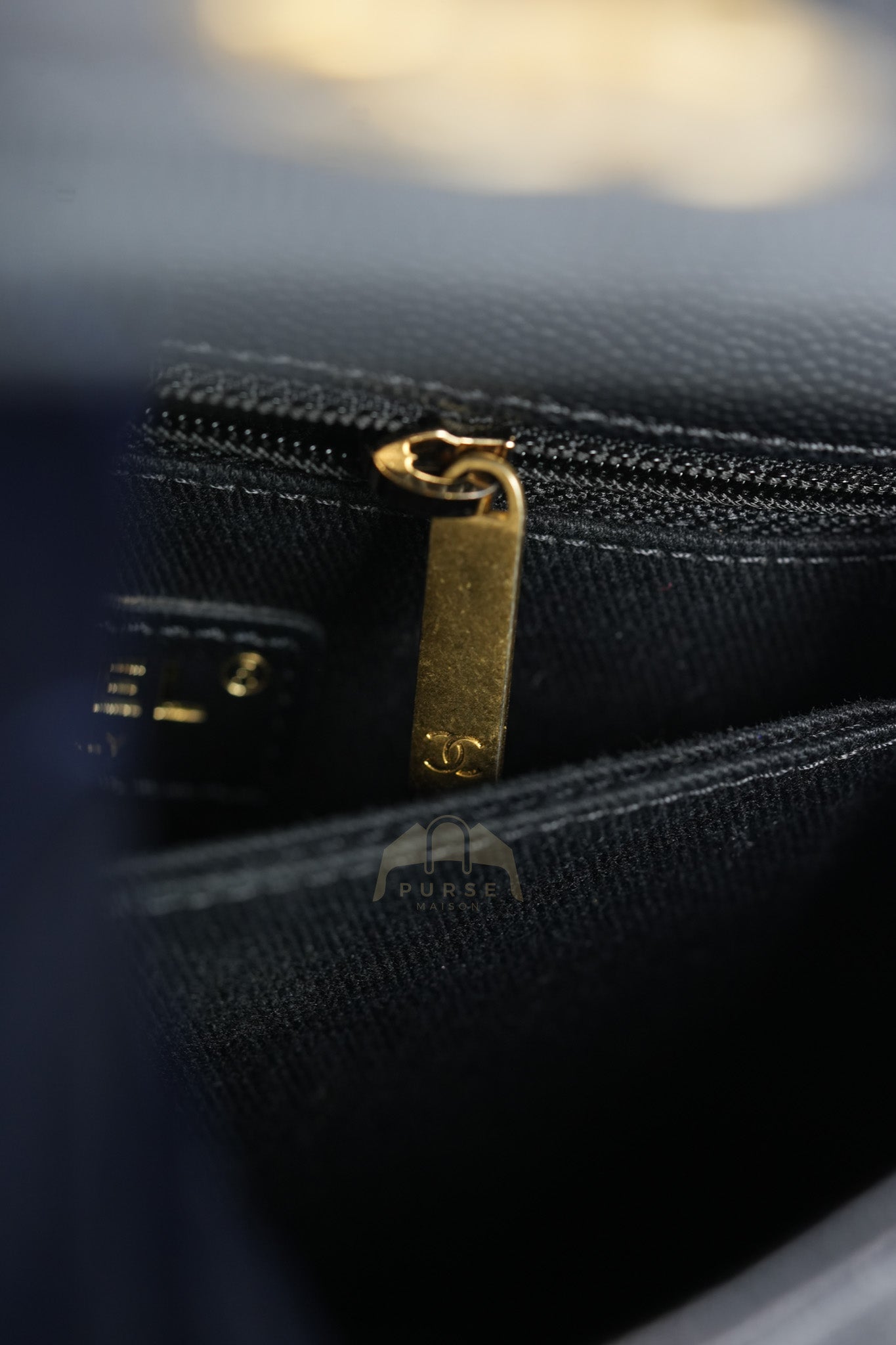 Coco Handle Small Black in Quilted Caviar Leather Lizard Top Handle and Aged Gold Hardware Series 29 | Purse Maison Luxury Bags Shop