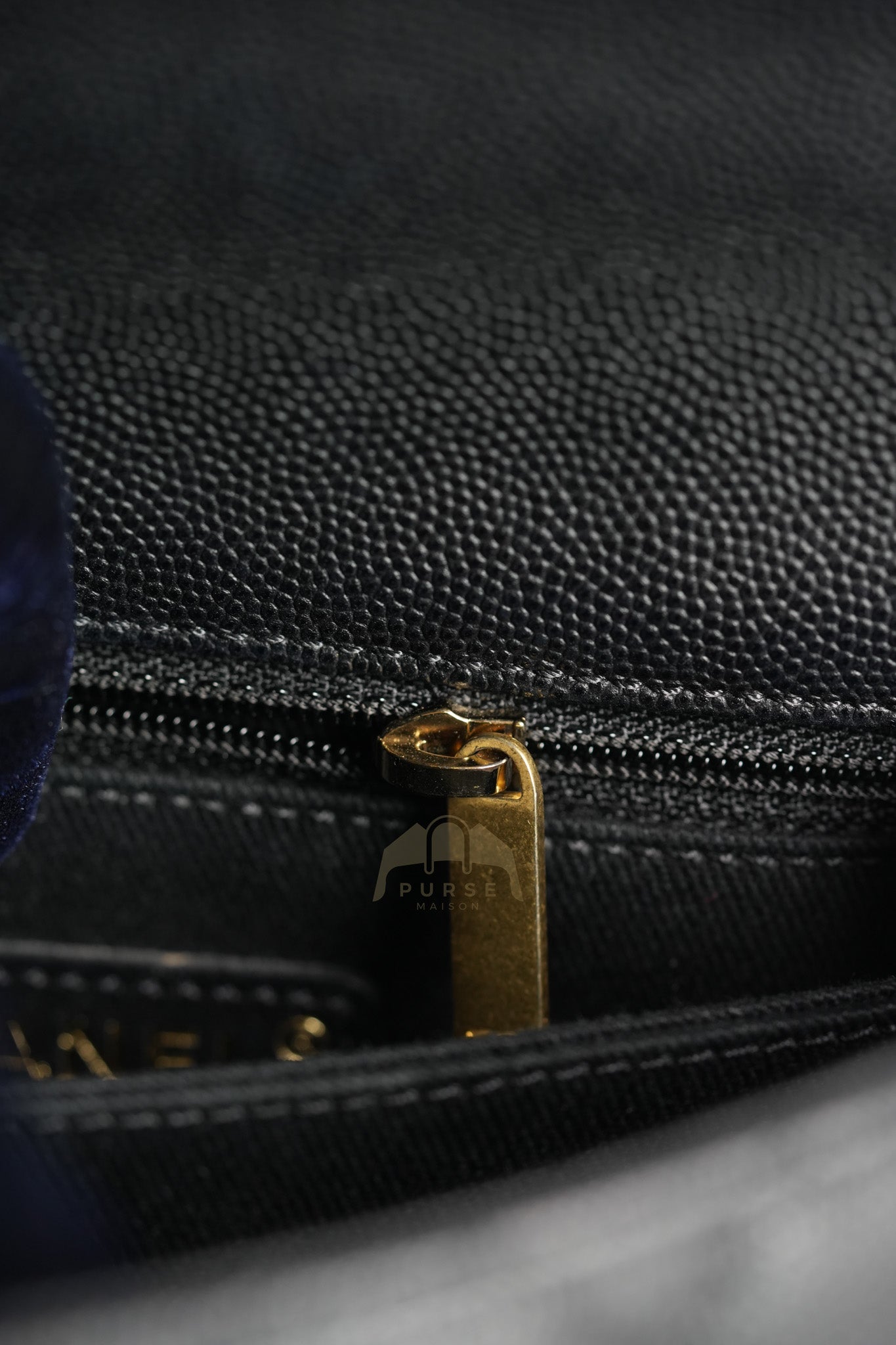 Coco Handle Small Black in Quilted Caviar Leather Lizard Top Handle and Aged Gold Hardware Series 29 | Purse Maison Luxury Bags Shop