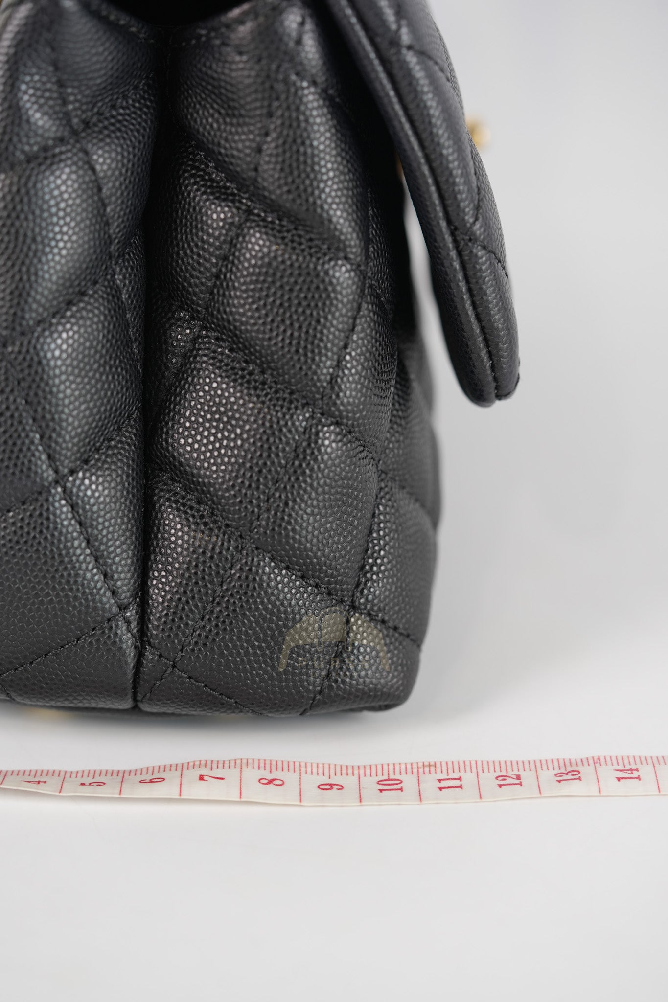 Coco Handle Small Black in Quilted Caviar Leather Lizard Top Handle and Aged Gold Hardware Series 29 | Purse Maison Luxury Bags Shop