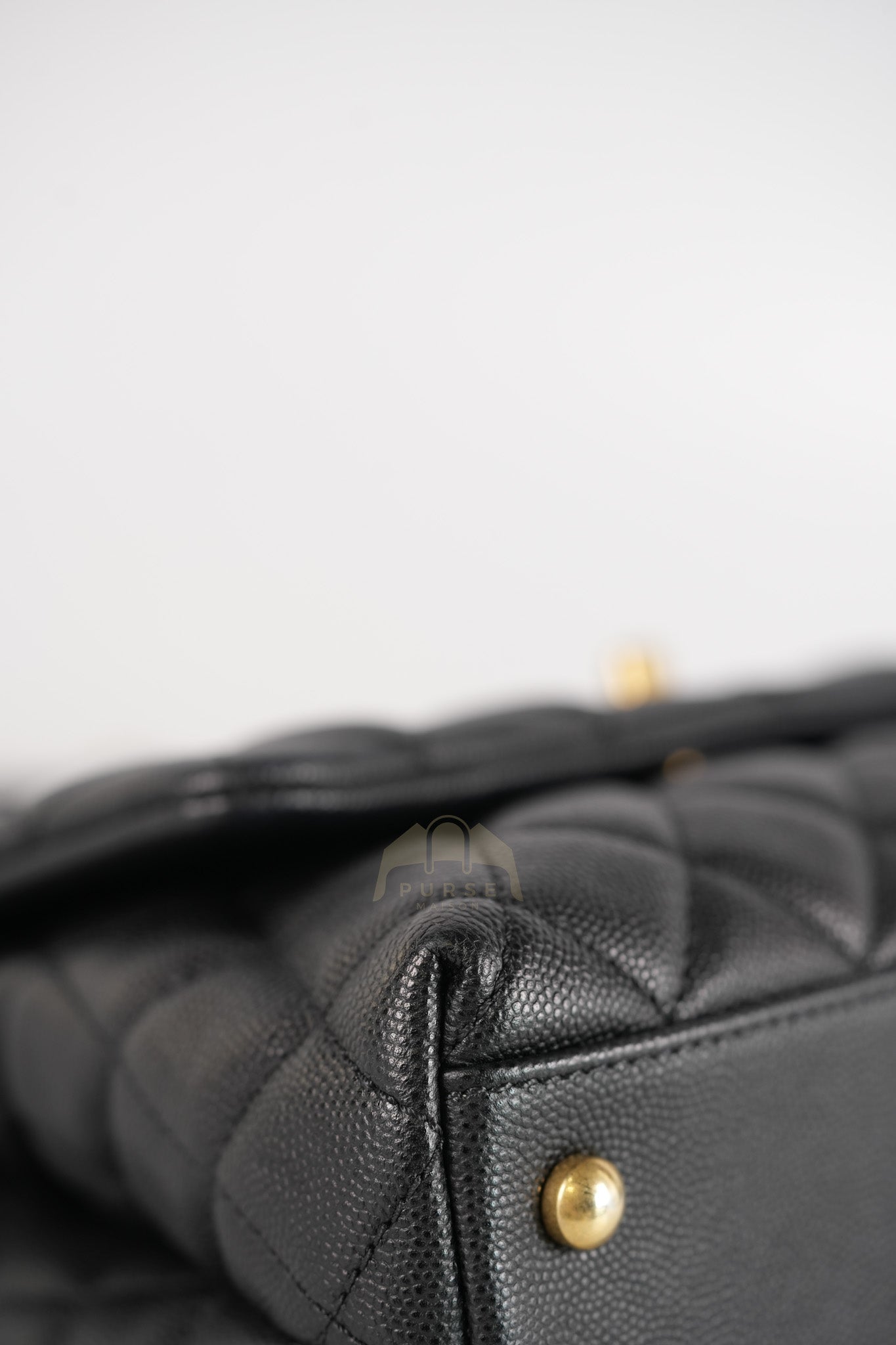 Coco Handle Small Black in Quilted Caviar Leather Lizard Top Handle and Aged Gold Hardware Series 29 | Purse Maison Luxury Bags Shop