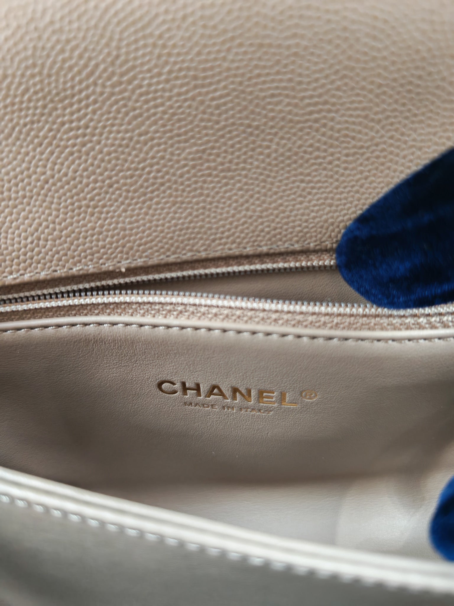 Coco Handle Small Dark Beige Caviar Leather in Light Gold Hardware (Microchip) | Purse Maison Luxury Bags Shop