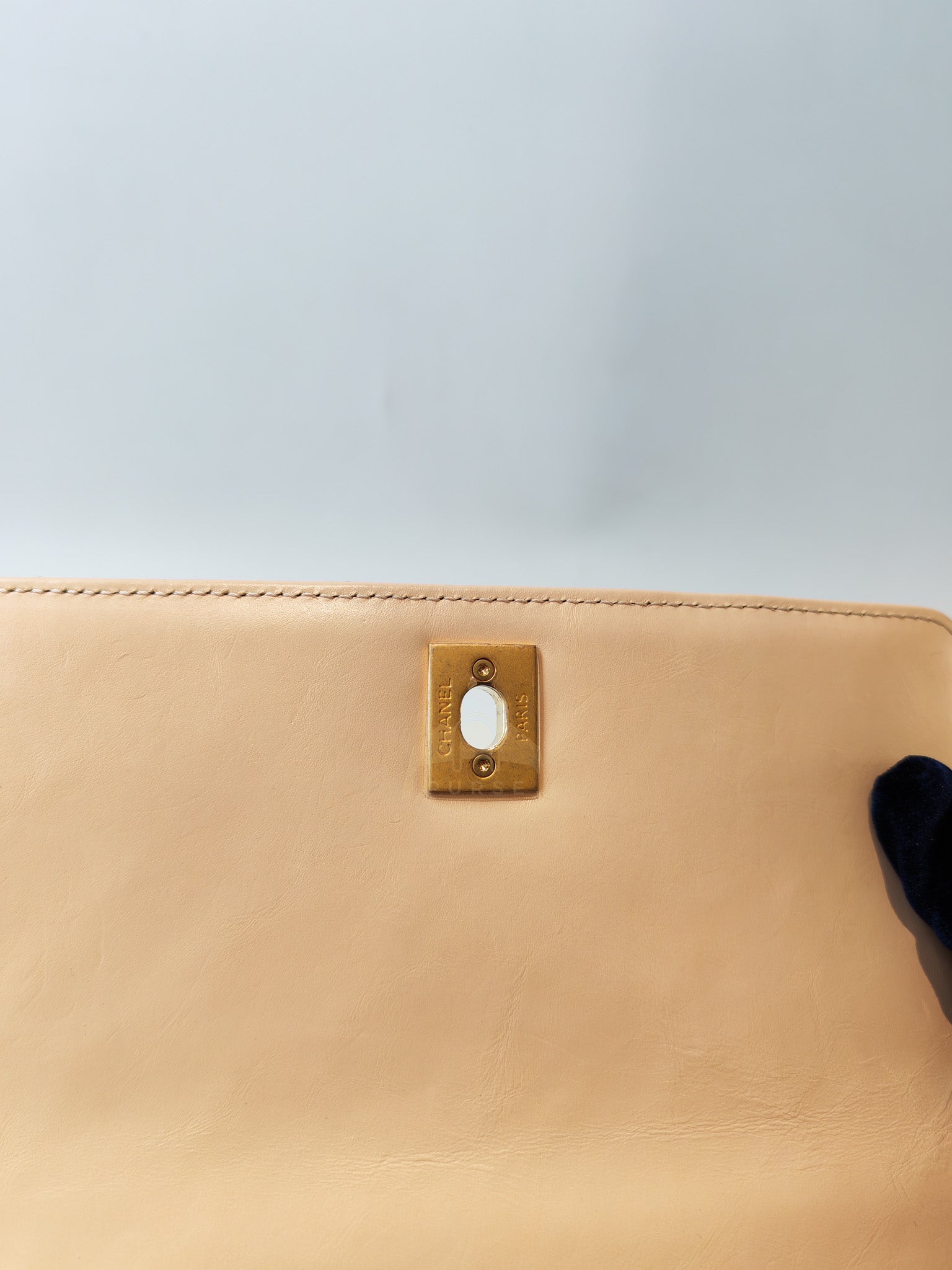 Coco Handle Small in Beige Lizard Embossed Handle & Aged Gold Hardware(Series 25) | Purse Maison Luxury Bags Shop