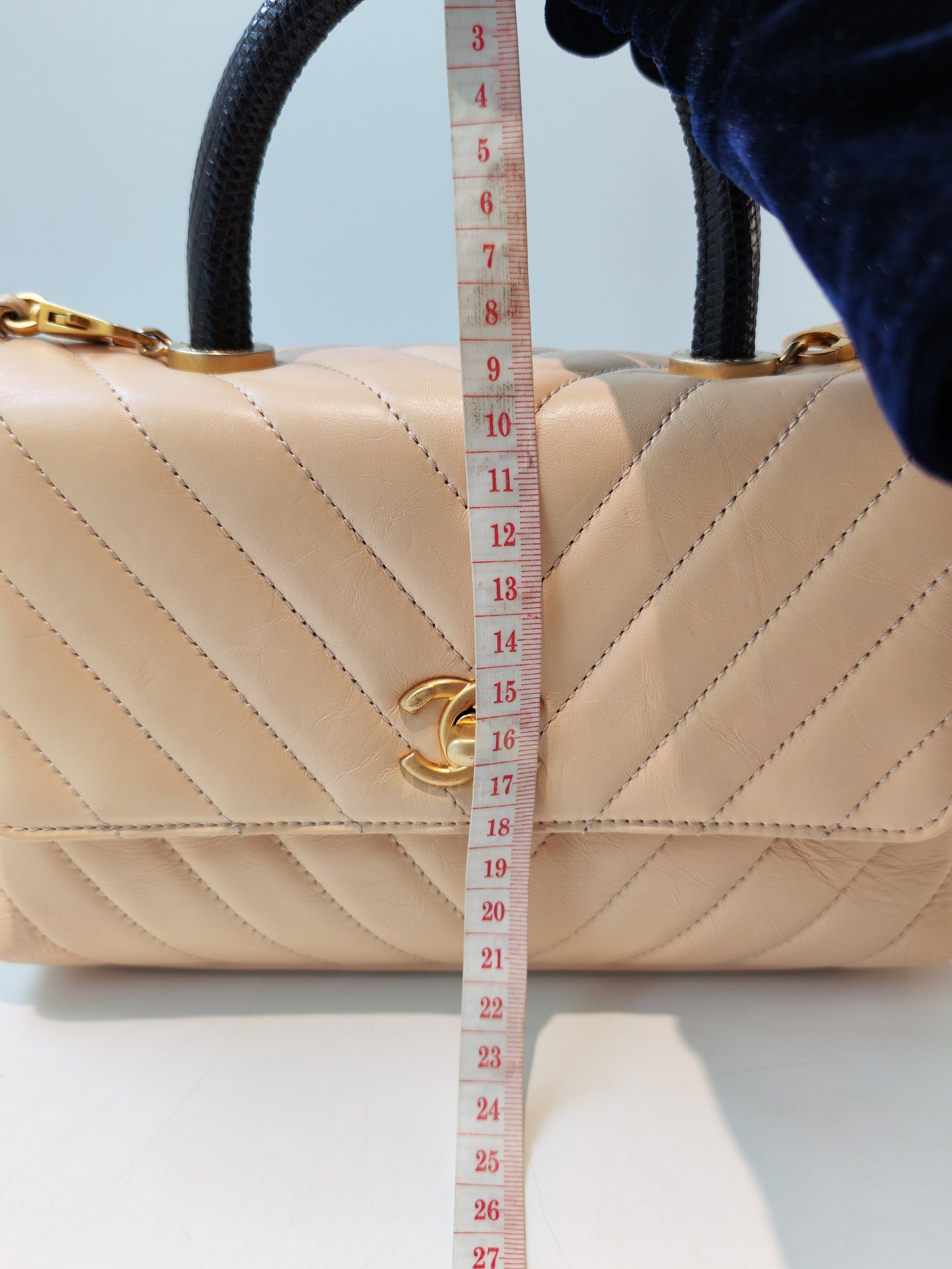 Coco Handle Small in Beige Lizard Embossed Handle & Aged Gold Hardware(Series 25) | Purse Maison Luxury Bags Shop