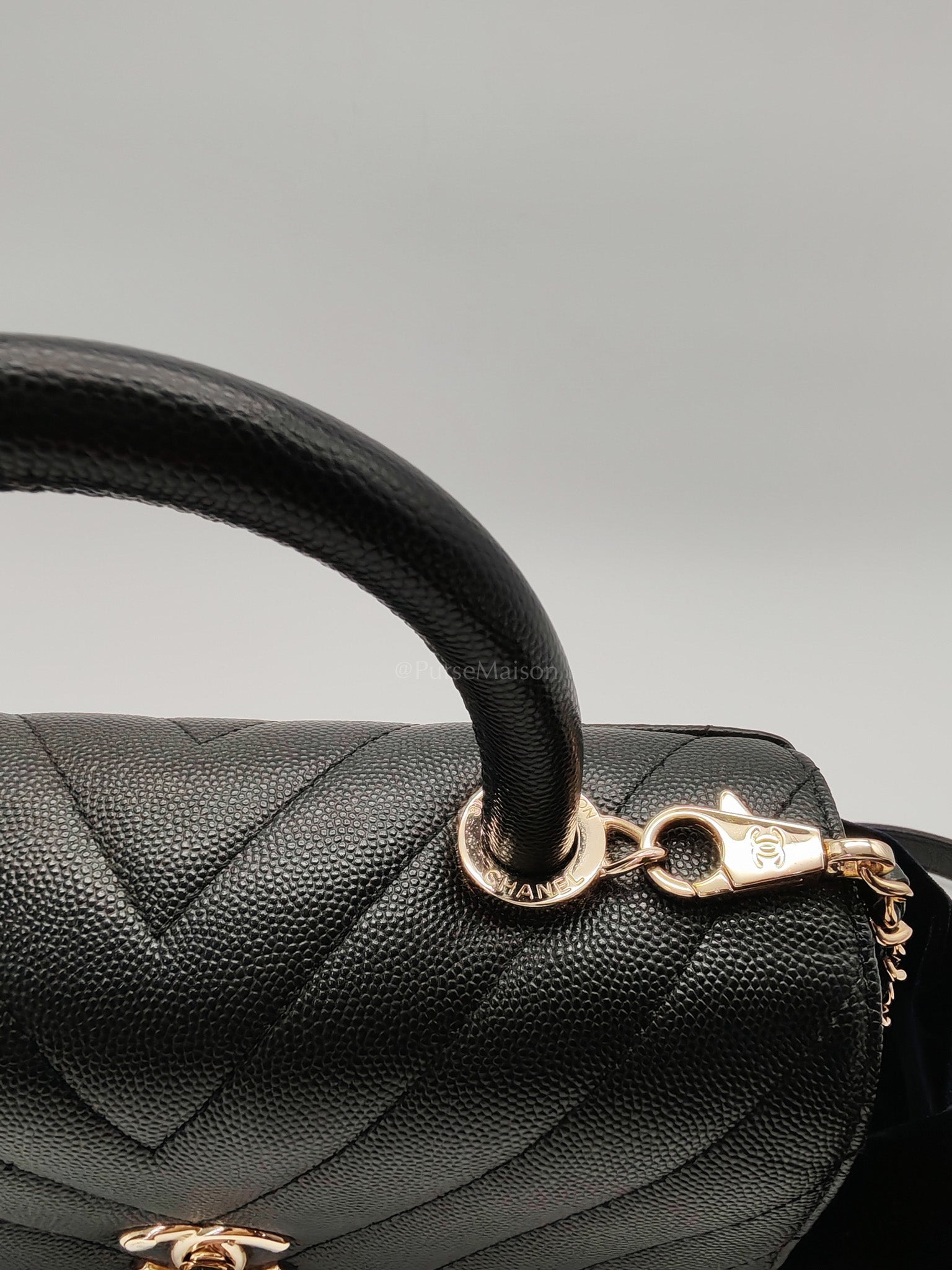 Coco Handle Small in Chevron Caviar Leather and Light Gold Hardware Series 29 | Purse Maison Luxury Bags Shop