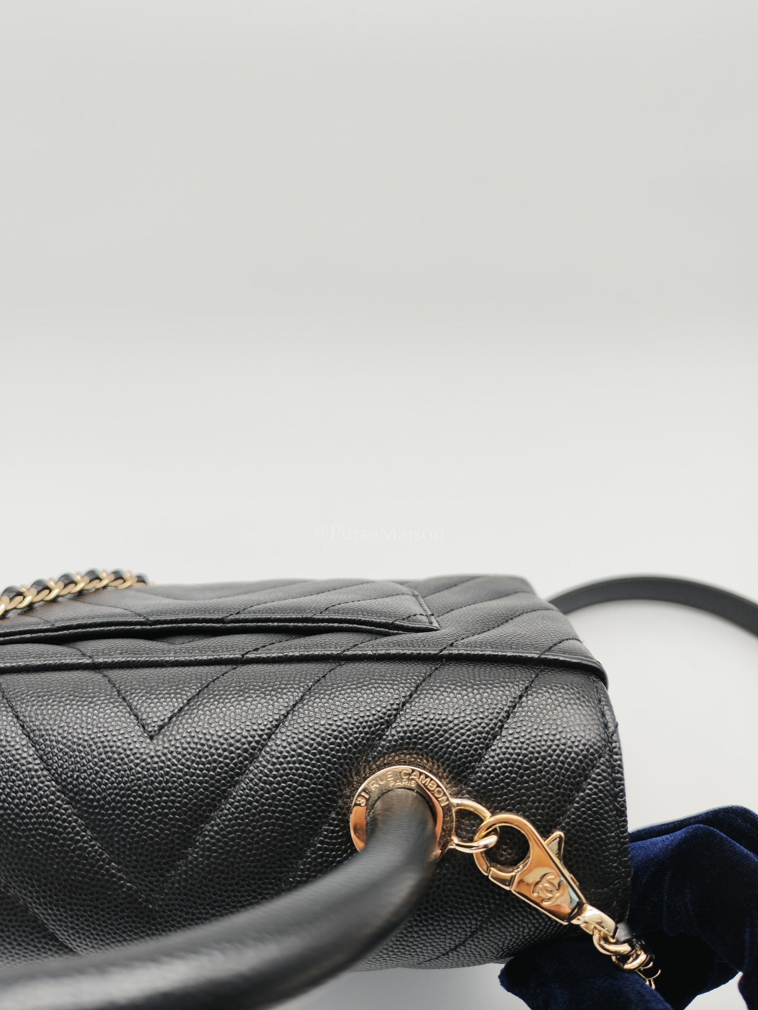 Coco Handle Small in Chevron Caviar Leather and Light Gold Hardware Series 29 | Purse Maison Luxury Bags Shop