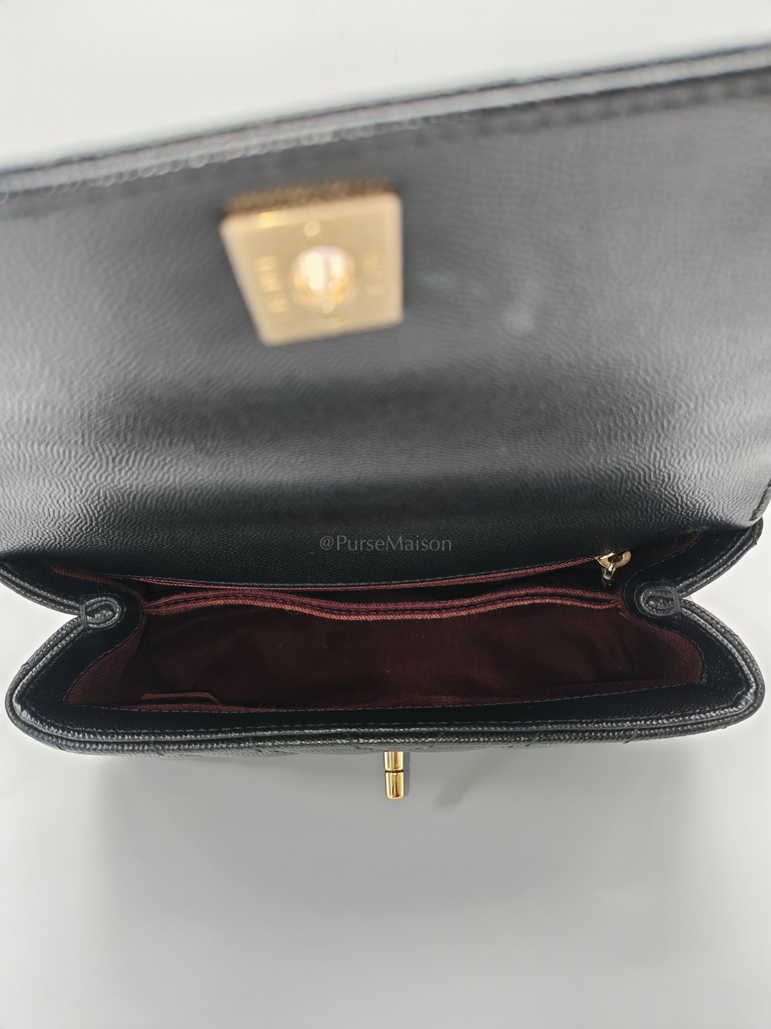 Coco Handle Small in Chevron Caviar Leather and Light Gold Hardware Series 29 | Purse Maison Luxury Bags Shop