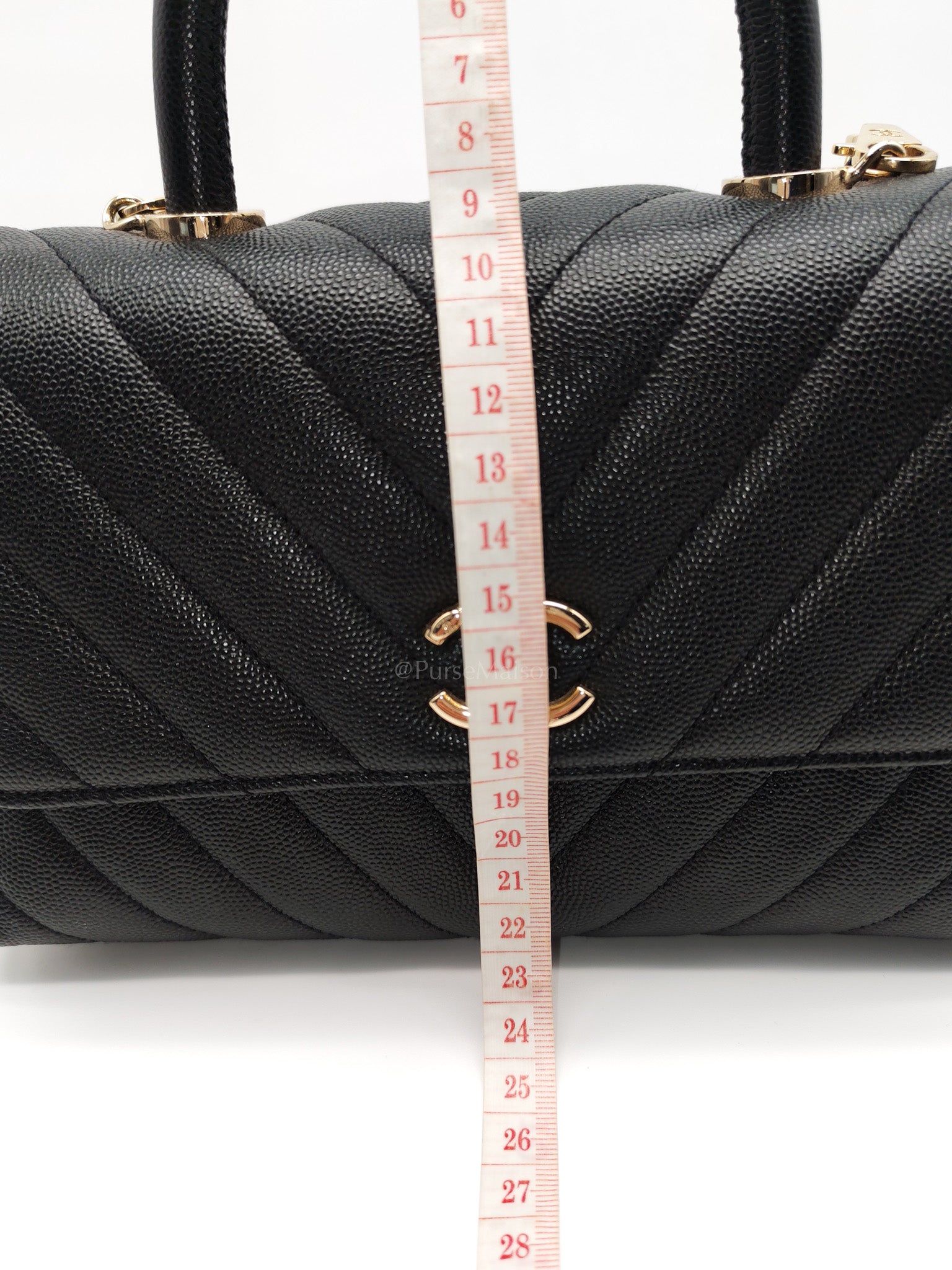 Coco Handle Small in Chevron Caviar Leather and Light Gold Hardware Series 29 | Purse Maison Luxury Bags Shop