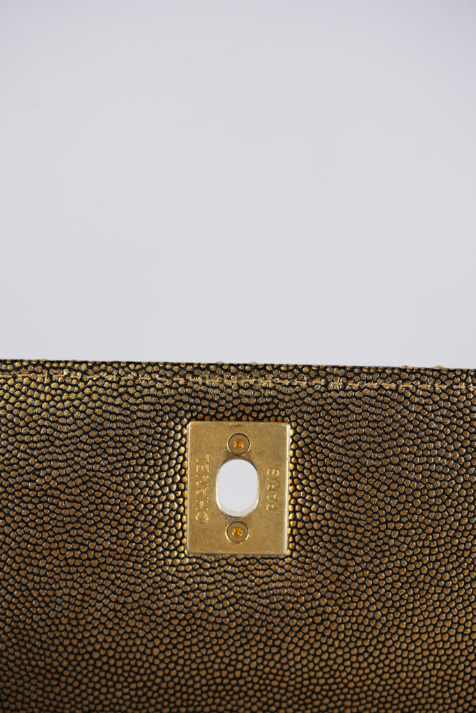 Coco Handle Small in Gold Quilted Caviar Leather and Aged Gold Hardware (Series 28) | Purse Maison Luxury Bags Shop