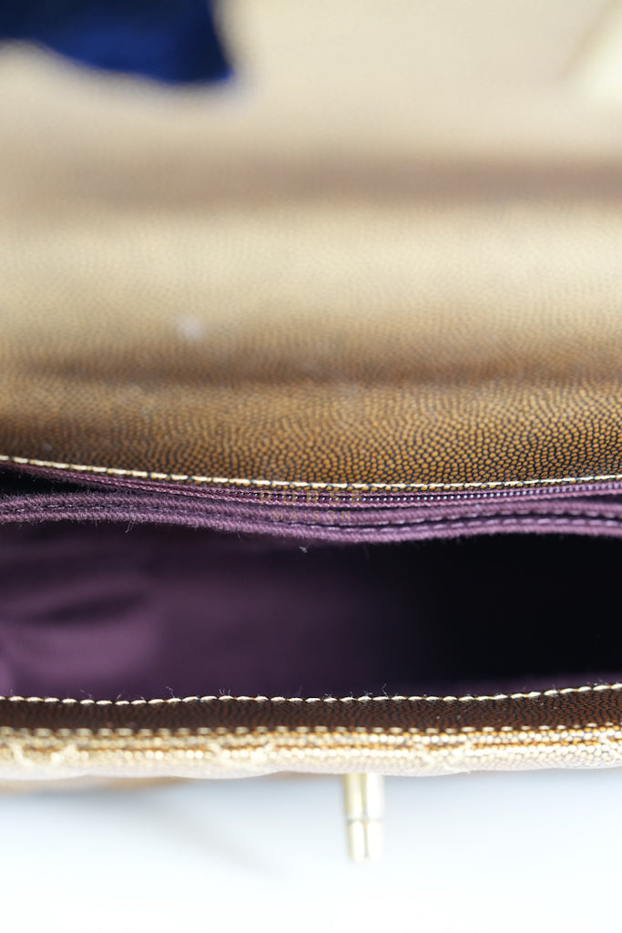 Coco Handle Small in Gold Quilted Caviar Leather and Aged Gold Hardware (Series 28) | Purse Maison Luxury Bags Shop