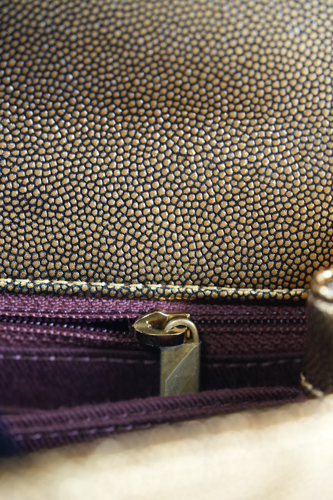 Coco Handle Small in Gold Quilted Caviar Leather and Aged Gold Hardware (Series 28) | Purse Maison Luxury Bags Shop