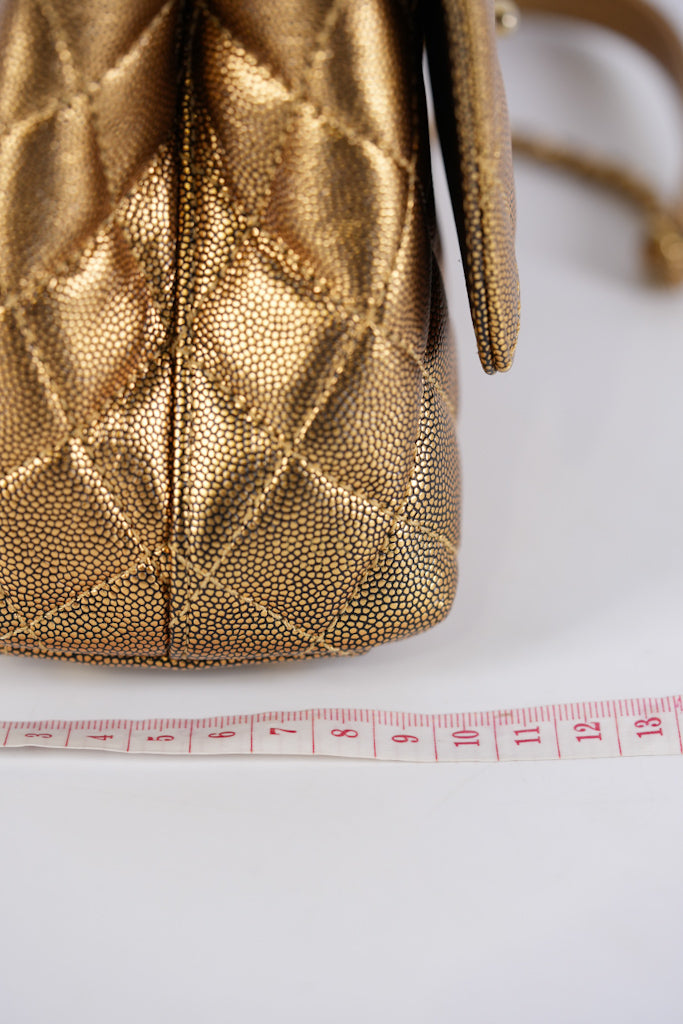 Coco Handle Small in Gold Quilted Caviar Leather and Aged Gold Hardware (Series 28) | Purse Maison Luxury Bags Shop
