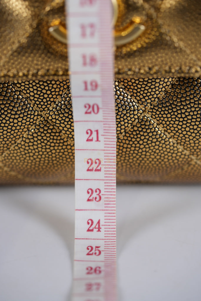 Coco Handle Small in Gold Quilted Caviar Leather and Aged Gold Hardware (Series 28) | Purse Maison Luxury Bags Shop