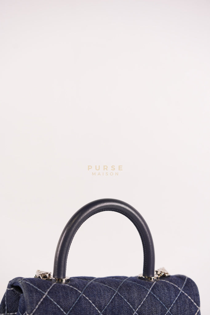 Coco Handle Small in Quilted Denim and Silver Hardware Series 27 | Purse Maison Luxury Bags Shop