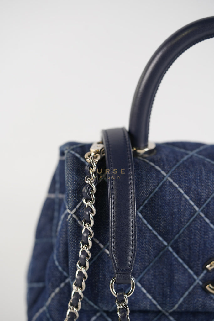 Coco Handle Small in Quilted Denim and Silver Hardware Series 27 | Purse Maison Luxury Bags Shop
