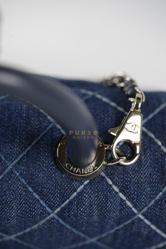 Coco Handle Small in Quilted Denim and Silver Hardware Series 27 | Purse Maison Luxury Bags Shop