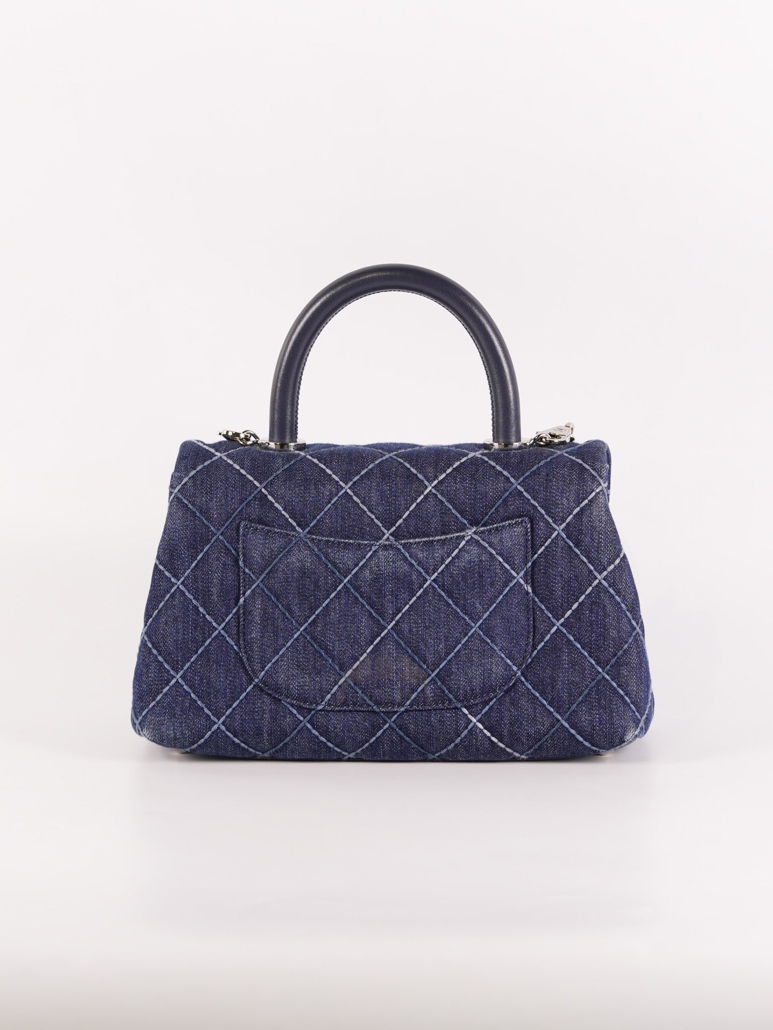 Coco Handle Small in Quilted Denim and Silver Hardware Series 27 | Purse Maison Luxury Bags Shop
