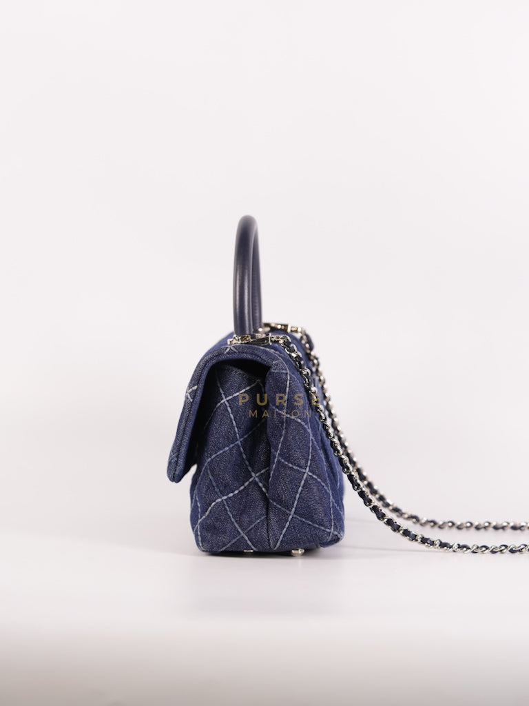 Coco Handle Small in Quilted Denim and Silver Hardware Series 27 | Purse Maison Luxury Bags Shop