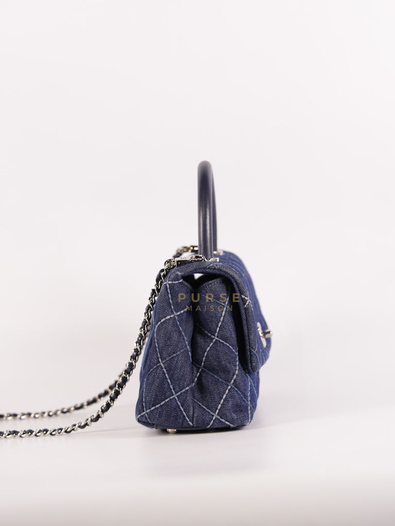 Coco Handle Small in Quilted Denim and Silver Hardware Series 27 | Purse Maison Luxury Bags Shop
