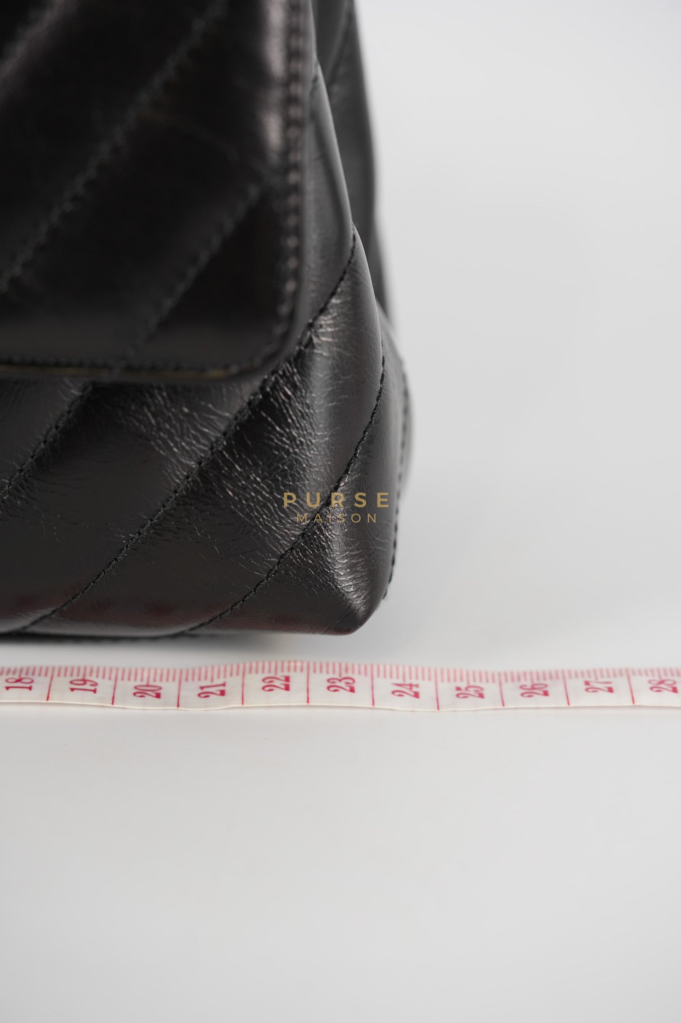 Coco Handle Small Lizard Handle Black Chevron in Shiny Calfskin and Aged Gold Hardware Series 25 | Purse Maison Luxury Bags Shop