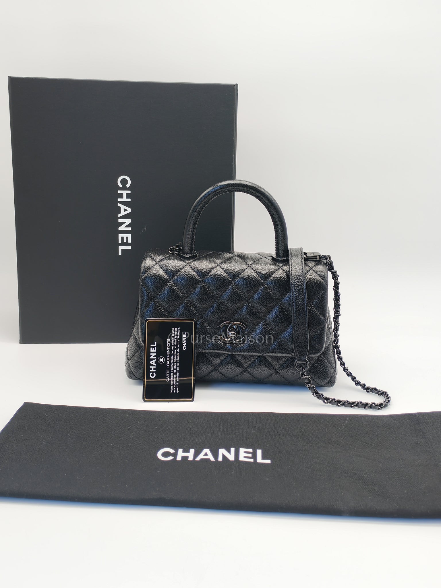 Coco Handle Small So Black in Shiny Caviar Leather Series 30 | Purse Maison Luxury Bags Shop